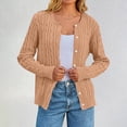 thumbnail image 2 of YDFCWXW Long Sleeve Lightweight Cardigan Sweater for Women Button Up Soft Knit Casual Cropped Sweater Bolero Shrug 2025 Fall Khaki, L, 2 of 4