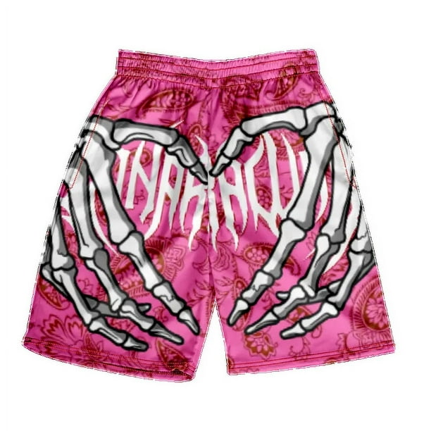 Pantalones cortos clásicos de playa con calavera para hombre y mujer, Shorts de gimnasio con estampado de mano de esqueleto a la moda,