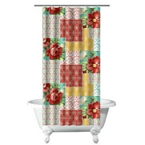 Waterproof Pioneer Shower Curtain 36x72 Inch Polyester Unique Colorful Floral Shower Curtain for Bathroom Hotel Home Decor with 7 Plastic Hooks