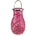 thumbnail image 5 of Northlight Woven Iron Pillar Candle Lantern with Glass Hurricane - 18.5" - Fuchsia Pink, 5 of 8