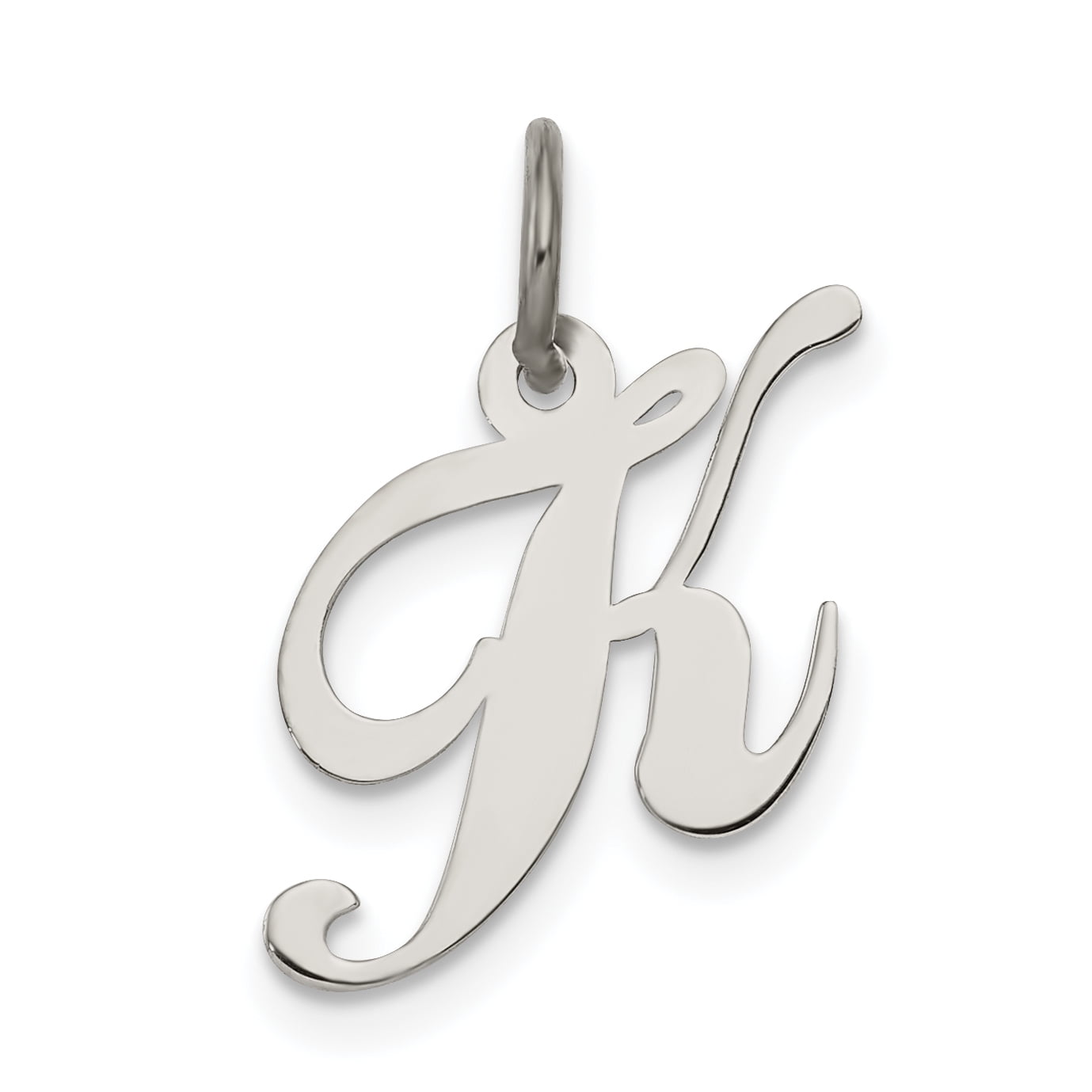 925 Sterling Silver Small Script Initial Monogram Name Letter K Pendant