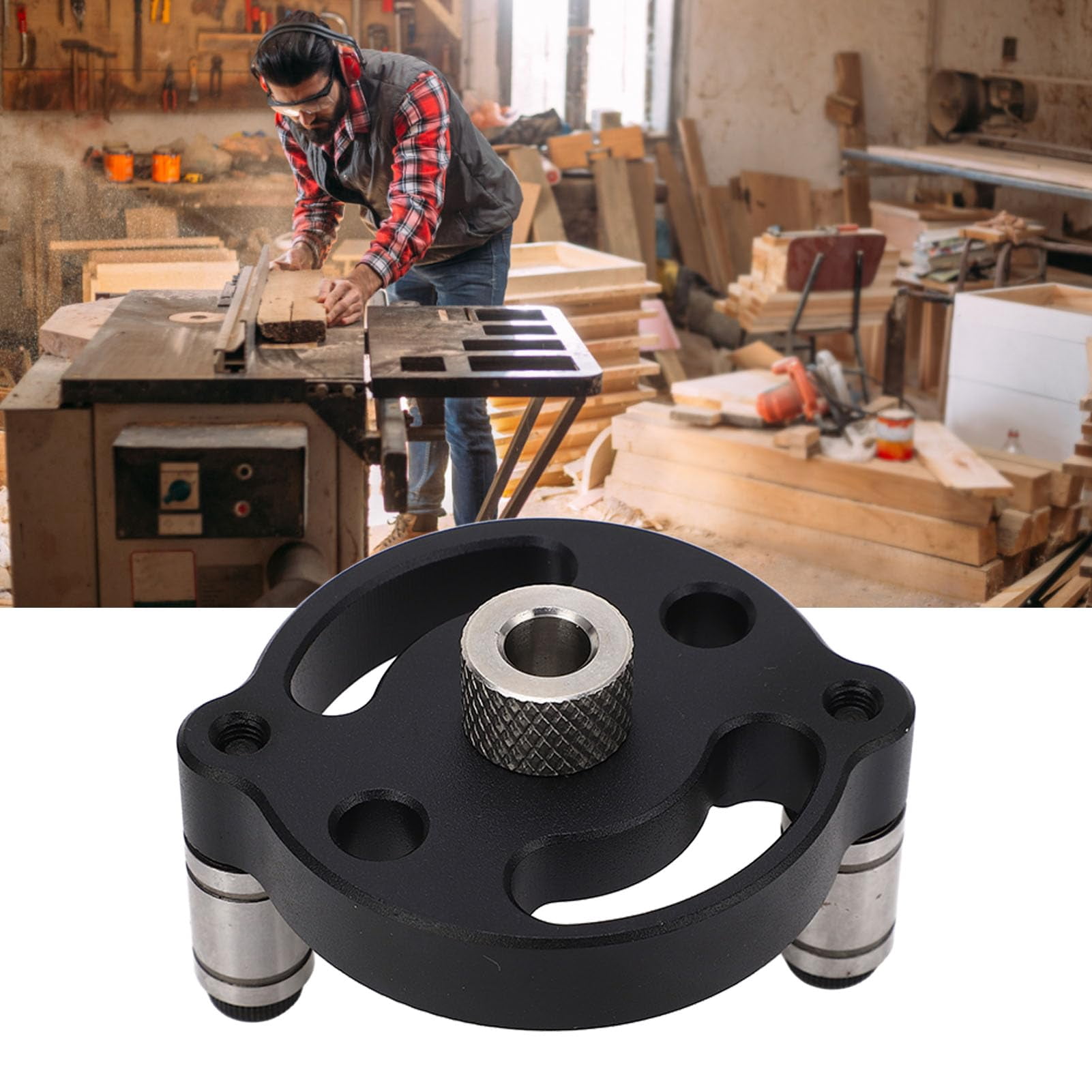 Self Centering Doweling Jig Woodworking Hole Drill Positioner Locator Self Adaptive Round Hole Punch Locator Set with Drill Bushings