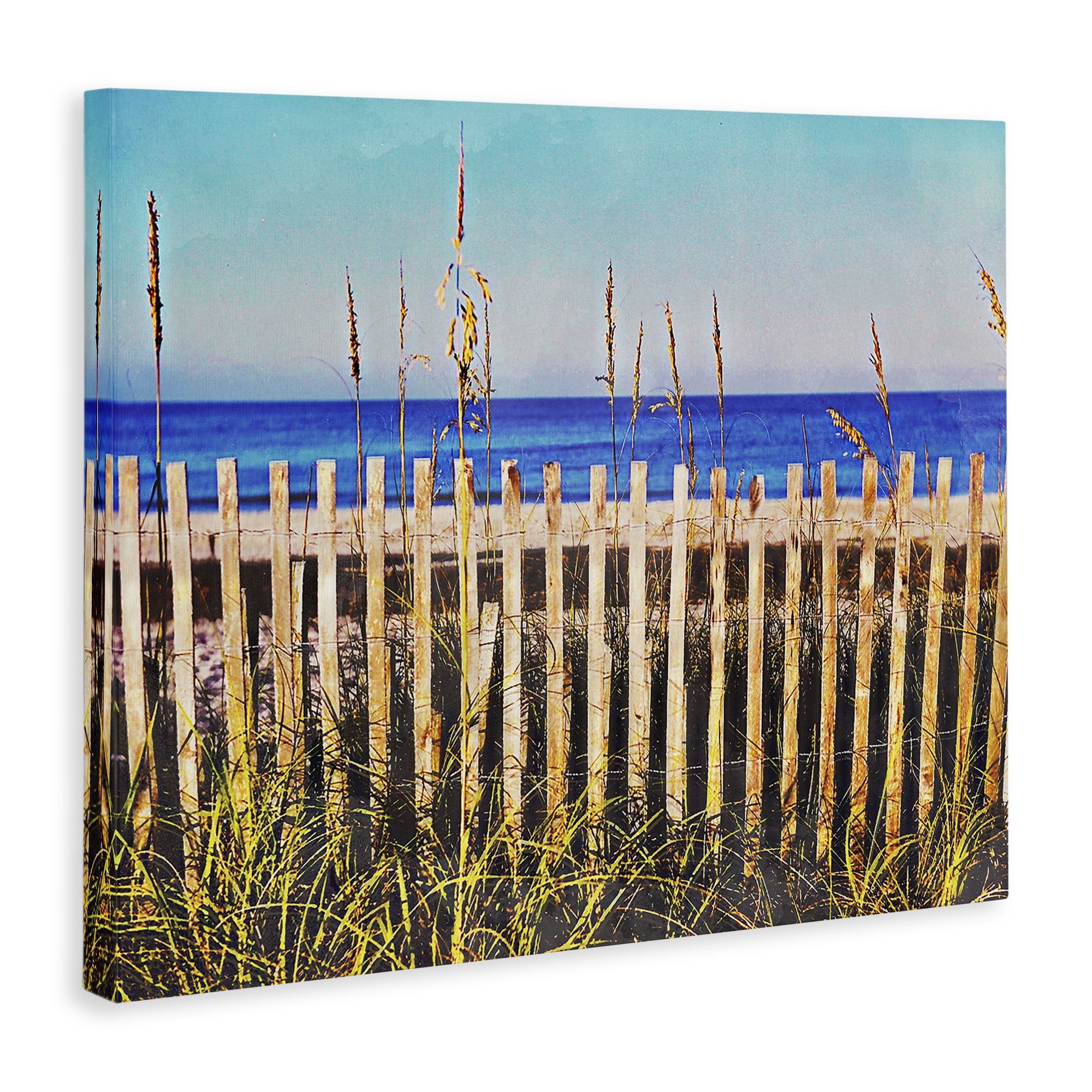 Stupell Industries Florida Fenced Beach Nautical & Beach Painting Wrapped Canvas Art Print Wall Art, 30 x 24
