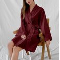 thumbnail image 4 of Leesechin Ladies Robes Long Length Women's Casual Homewear Long Sleeve V-Neck Night Pajamas Robes, 4 of 6