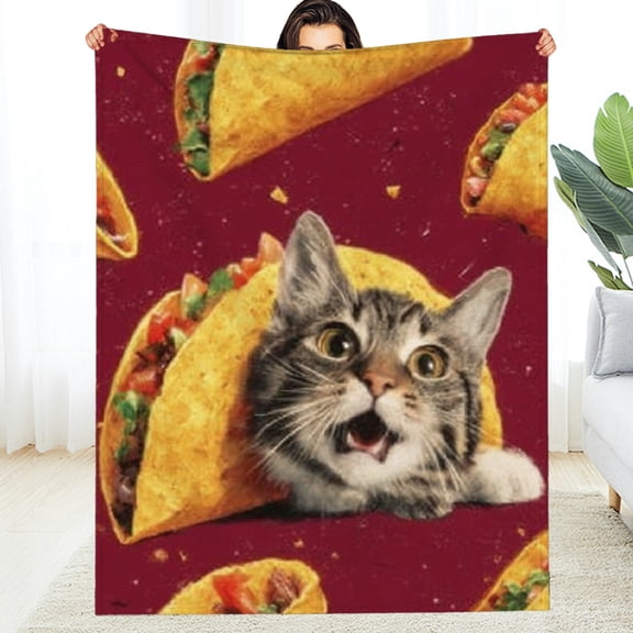RKSupls Valentine's Day Throw Blanket, Funny Cat Burrito Soft Warm Flannel Blanket, Fuzzy Warm Cozy New Year Blanket for Couch Bed Home Travel Decor, 30*40in