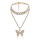 thumbnail image 1 of Conjunto de collar de eslabones cubanos de mariposa, collar con colgante de gargantilla de hip hop para mujer, cadena con diamantes de imitación ostentosos JFHHH pequeña, 1 of 3