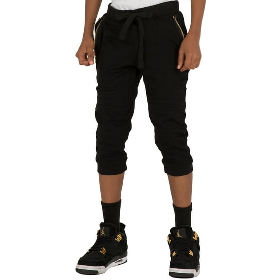 Vibes Big Boys Jogger Capri Shorts Black Male Size Medium