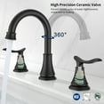 thumbnail image 1 of Hefilesy 2-Handle 8 inch Widespread Bathroom Sink Matt Black Lavatory 3 Hole 360° Swivel Vanity Sink Basin Faucets 3007B-MB, 1 of 6