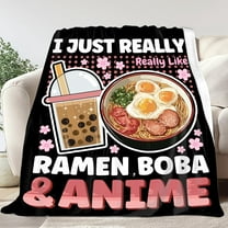 Ramen Anime Bubble Tea Blanket for Kids Teen Girl Gifts, Soft Flannel Throw, Cute Kawaii Stuff Birthday Gift for Women, Lightweight Cozy Fleece Blankets Decor Room Bed Sofa-40x50inches