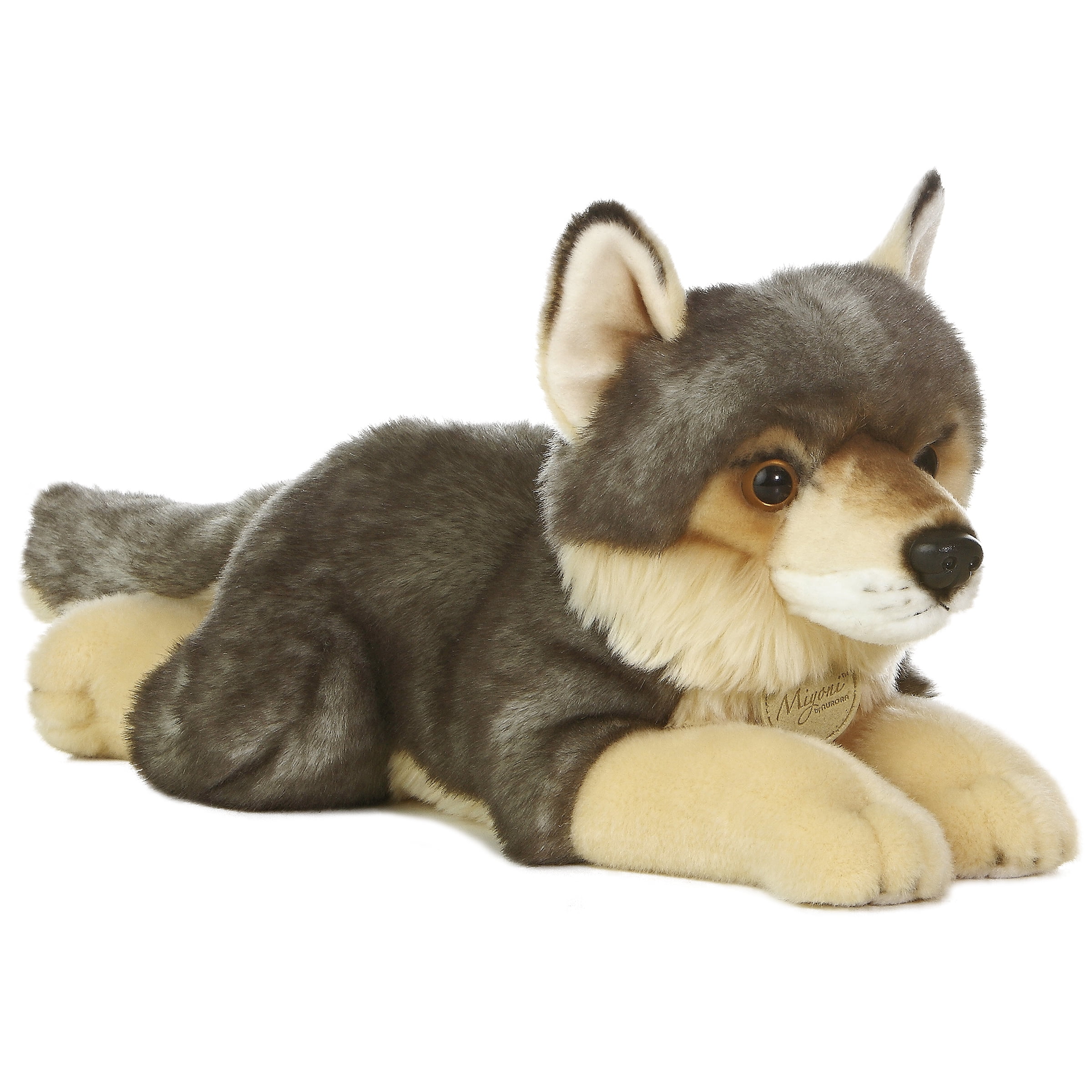 Miyoni Tots WOLF PUP 10" Plush Sitting Wolf Stuffed Animal Toy Aurora NEW 