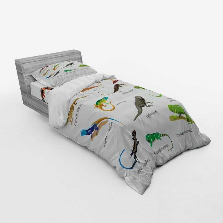 Ambesonne Colorful Bedding Set Pcs, Exotic Lizard Reptiles