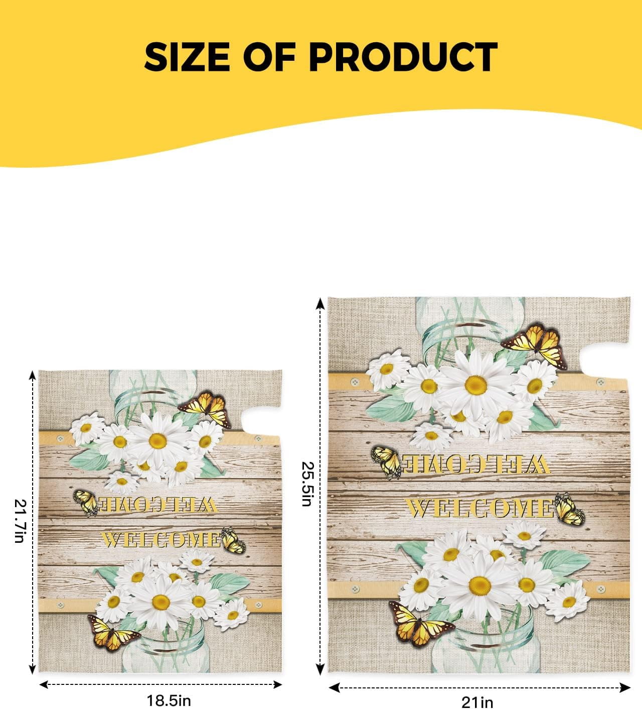 Mailbox Cover, Daisy and Butterfly Wooden Board Cotton Linen Texture Mailbox Wrap Magnetic Mailbox Covers for Garden Yard Outdoor Decoration,Farmhouse Mailbox Post Box Cover Wraps Large Size 21"x25.5"