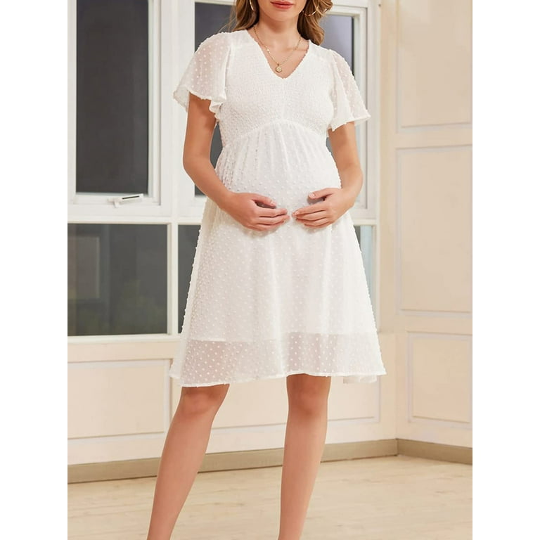 White casual maternity hot sale dress