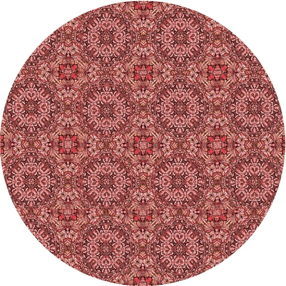 Ahgly Company Indoor Round Patterned Chilli Pepper Red Area Rugs, 6' Round