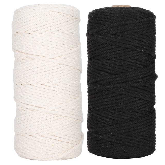 Hilo de encaje de alambre trenzado de 3mm, cuerda de algodón Natural de una sola hebra para anudar ganchos, 2 uds.