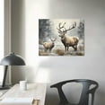 thumbnail image 4 of JEUXUS  Deer Canvas Wall Art Vintage Bull Elk Painting Prints Rustic Farmhouse Kitchen Decor Wildlife Artwork Framed Ready to Hang (Large) 16x12in, 4 of 6