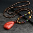 thumbnail image 4 of QQTDFG Vintage Wooden Beaded Pendant Necklace Long Sweater Chain Boho Carved Jewelry-#5, 4 of 7