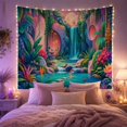 thumbnail image 2 of Floral Garden Fantastical with Tropical Jungle Cascading, Mystical Fantasy for Space Lovers, Aesthetic Wall Decor, Mother'S Day Gift, Tapestry Wall Hanging for Dorm and Living Room, 2 of 7