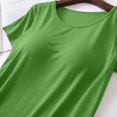 thumbnail image 5 of Otntypg Women's Cotton T Shirt with Built-in Bra Padded Active Tee Shirts Plus Size Casual Short Sleeves Shelf Bra Comfy Athletic Shirts Green XL, 5 of 5
