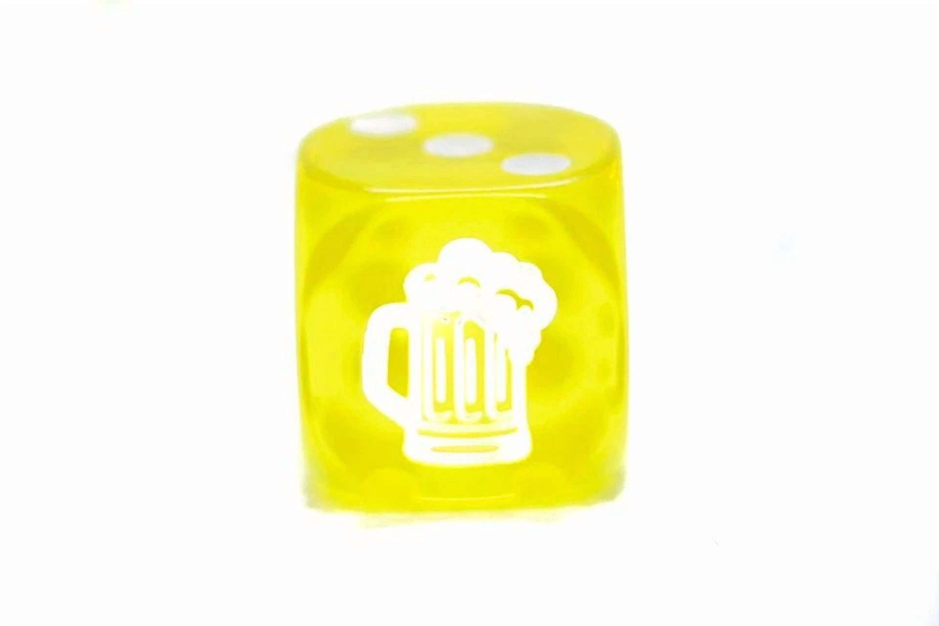 PRIME- 10-Pack Clear Yellow W/White 16Mm D6 Dice Featuring A White Mug On The '1' Side