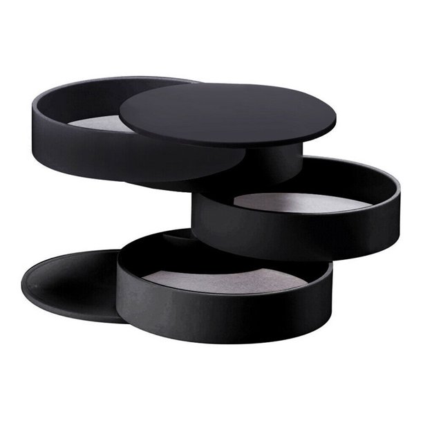 Joyería Accesorio giratorio con 4 capas de almacenamiento de la bandeja de la joyería de la tapa de almacenamiento de limpieza y organizadores