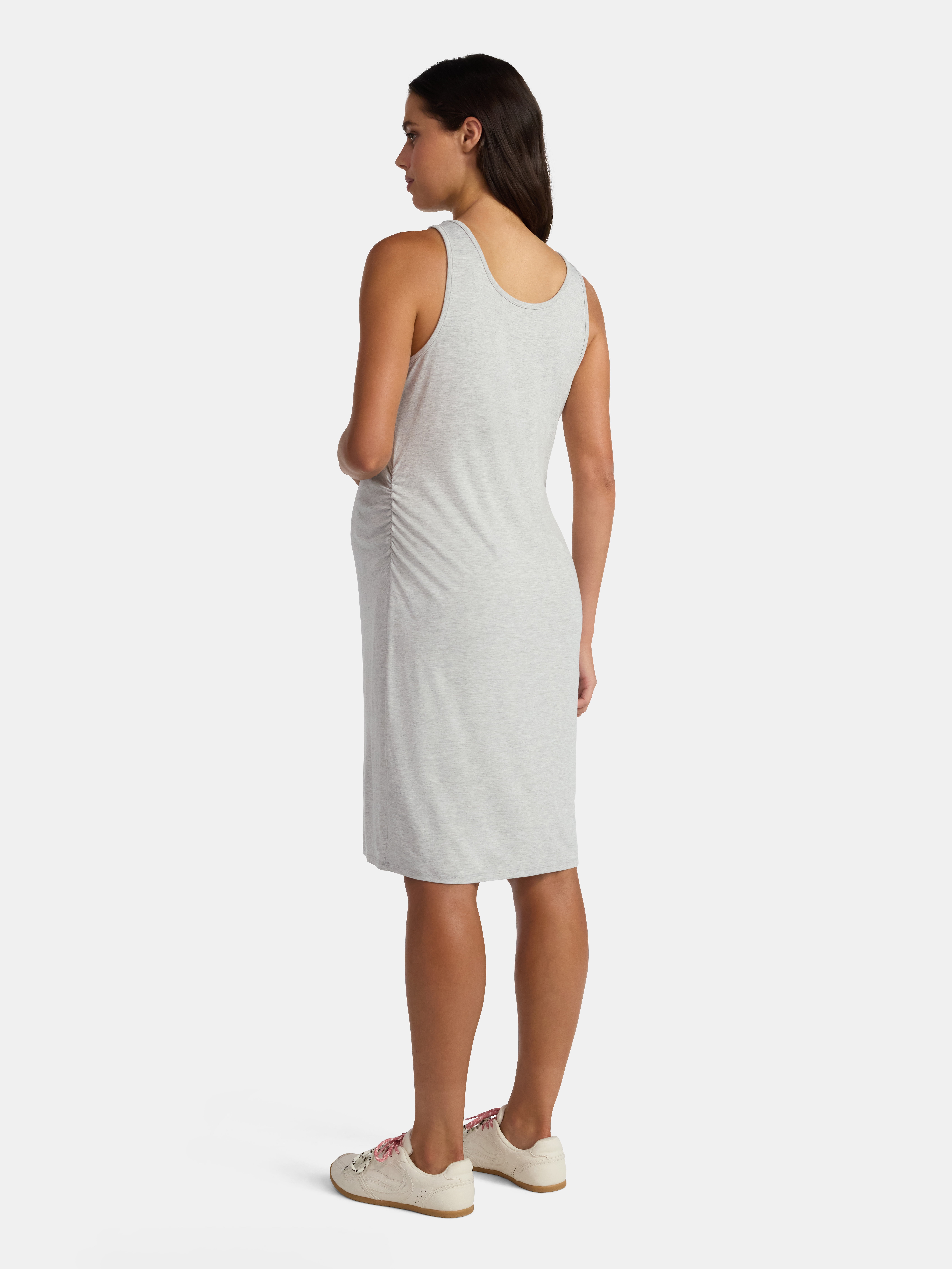 Time and Tru Women's Maternity Sleeveless Shirred Tank Dress, Size S-XXL