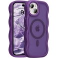thumbnail image 1 of Funda magnética para iPhone 14 y iPhone 13, compatible con MagSafe, diseño de marco ondulado transparente 2025, borde suave, bonita funda protectora mate transparente a prueba de golpes, 1 of 6