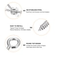 thumbnail image 3 of Uxcell 100 Pack 304 Stainless Steel 10x4mm Small Eye Screws Mini Eye Pins, Silver, 3 of 5