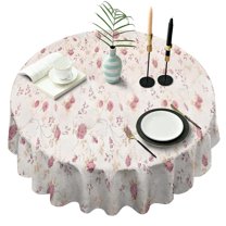 Pioneer Flower Floral Print Pattern Round Tablecloth 60"x60",Wrinkle Wipeable Table Cloth for Kitchen Dining Room Picnic Patio Party