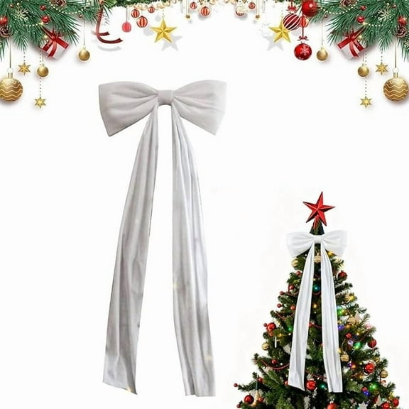 Christmas Extra Large Velvet Bows Christmas Tree Topper Decor,20 x 71 Inches Giant Xmas Tree Toppers Bows with Long Tails - for Xmas Tree, Wreath, Fireplace Mantel Decorations