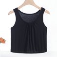 thumbnail image 2 of Wyobmus Women Olus Size Crop Tank Tops Comfy Modal Sleep Shirt Loose Fit Ruched Basic Tees Scpoop Neck Roomy Casual Half Camisoles 1X-8X B-Black, 2 of 7
