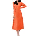 thumbnail image 1 of CEHVOM Mode Femme Aguichant Solide Printemps Automne Décontracté Col en V Manches Longues Robe Unie en Solde, 1 of 6