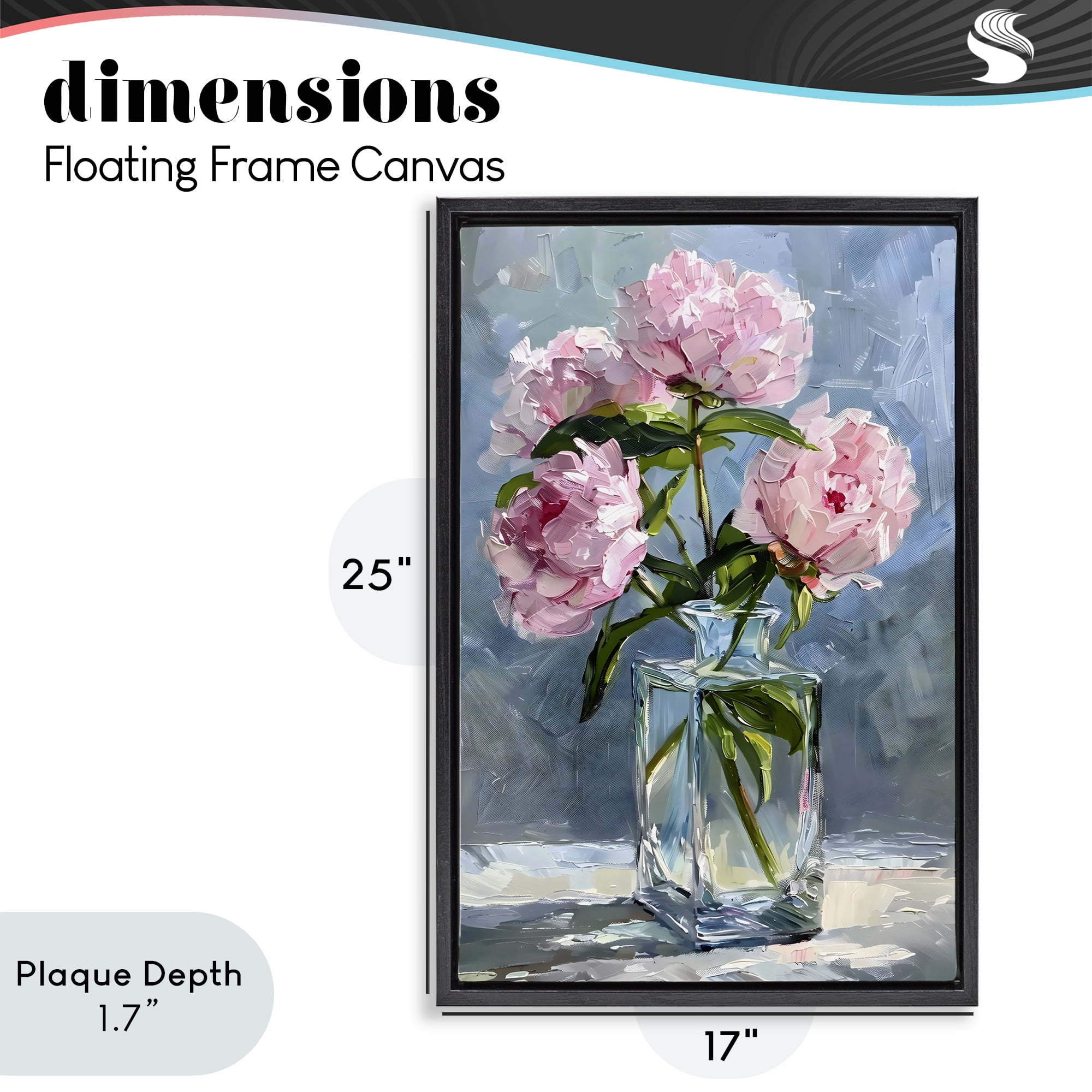 Stupell Industries Beautiful Pink Pastel Peonies Black Framed Floater Canvas Wall Art, design by Creative Studio