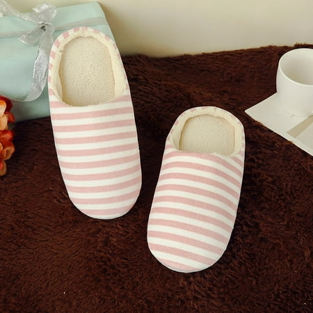

Alueeu Women s slipper Women Men Warm Striped Slipper Indoors Anti-slip Winter House Shoes