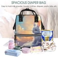 thumbnail image 5 of Balery Sunshine Colorful Cloud Rabbit Mummy Backpack - Waterproof Twill Canvas, Large Capacity Diaper Bag with Multiple Pockets and Adjustable Straps, 5 of 6