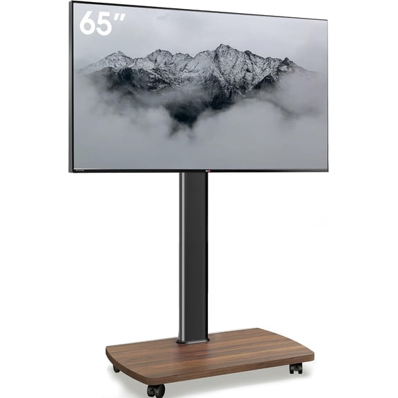AOKCOS Portable Mobile TV Stand on Wheels, 8-Level Height Adjustable