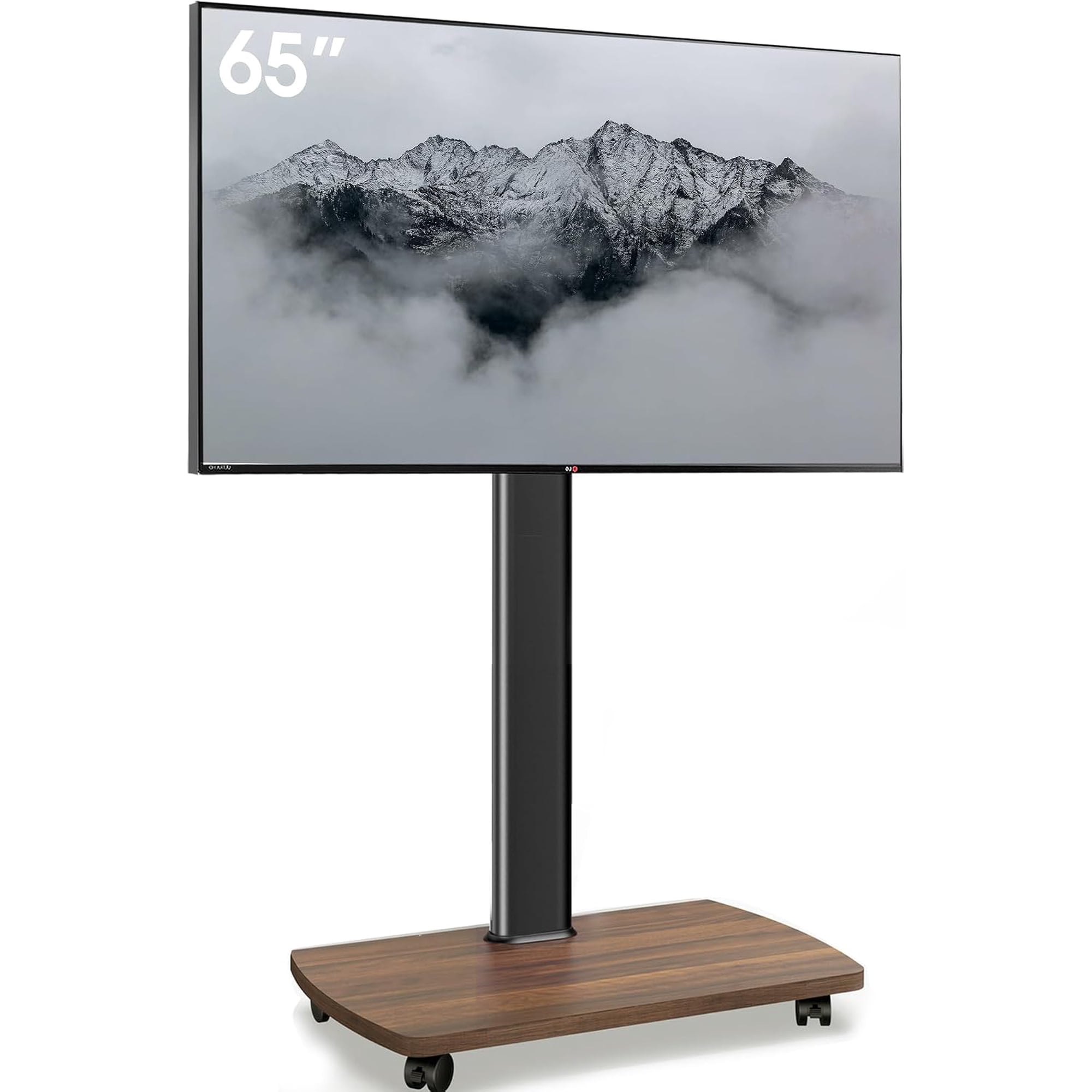 AOKCOS Portable Mobile TV Stand on Wheels, 8-Level Height Adjustable