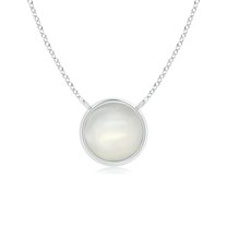 ANGARA Natural Bezel-Set Round Moonstone Solitaire Necklace in 14K White Gold for Women (Size-5mm) | June Birthstone, Birthday, Anniversary, Jewelry Gift for Women | Natural Moonstone Necklace