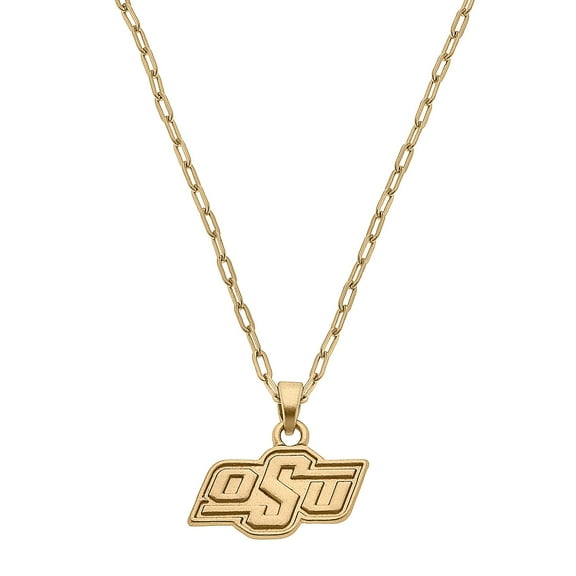 Women's CANVAS Style Oklahoma State Cowboys Gold Plated Pendant Necklace
