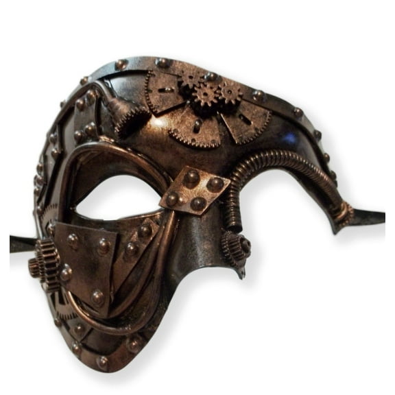 Steampunk Phantom Masquerade Mask Men Antique Copper