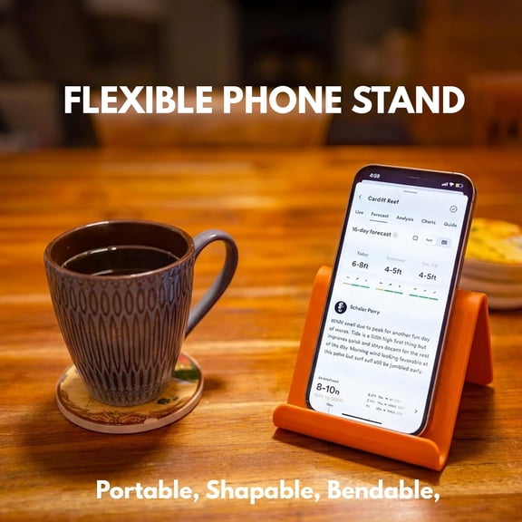 XZHANH-Phone Stand for Desk, Silicone Flexible Phone Holder for All Mobile Devices, Portable Cell Phone Stand for Travel, Home, Car, Airplane, Treadmill, iPad, Tablet, Orange