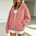 thumbnail image 2 of Ghalytn Women's Sherpa Fleece Zip Up Hoodie Jacket, Oversized Long Sleeve Hooded Coat with Pockets, 2 of 7