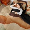 thumbnail image 5 of Manfei Modern Abstract Aesthetic 7-Piece Twin Bedding Sets,Geometric Artistic Bedding Comforter Set,Beige Brown Ombre Sheet Sets For Children,Breathable Home Decor Reversible, 5 of 9