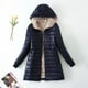 thumbnail image 4 of Chaqueta de algodón de corte ajustado con capucha de longitud media a larga con forro polar para mayor calidez, parte superior de forro polar de cordero para prendas de abrigo de mujer, 4 of 5