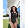 thumbnail image 2 of Women's 3 Piece Bodysuits Sexy Ribbed Sleeveless One Shoulder Tank Tops Exercise Bodysuits, 2 of 3