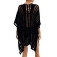 thumbnail image 4 of Franhais Women Summer Beach Cover-up, 3/4 Sleeve V-neck Hollowed Slit Loose Summer Top, 4 of 5