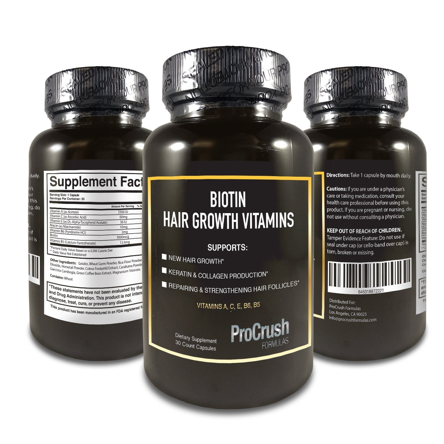 Biotin Growth Support Vitamins- Grow Longer, Fuller, Thicker, Healthier ...