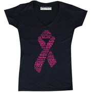 Pink Ribbon Breast Cancer Awareness Womens V-Neck