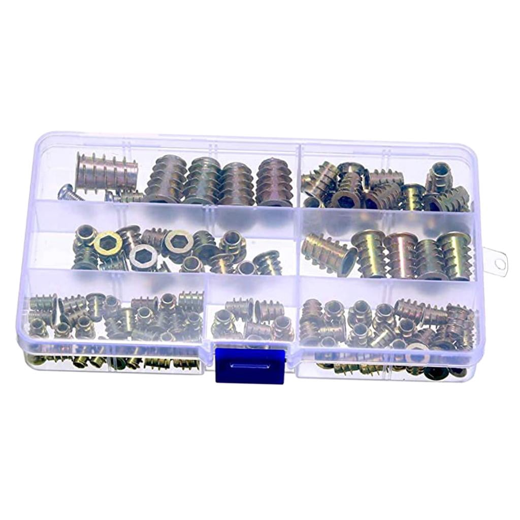 FVDPWYE 100x Lot Self-Tapping Insert Nuts Metal Screw Nuts For Furniture Wood Hardware