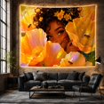 thumbnail image 6 of Woman Peeking Through Poppy Blooms in Golden Glow, Whimsical Illustration for Nature Lovers, Floral Art Decor, Birthday Gift, Tapestry Wall Hanging for Bedroom and Living Room, 6 of 7